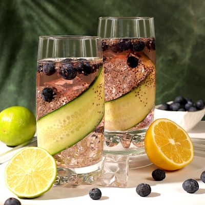 Modern,Still,Life,With,Drinks.,Diet,Vegan,Cocktail,With,Cucumber,